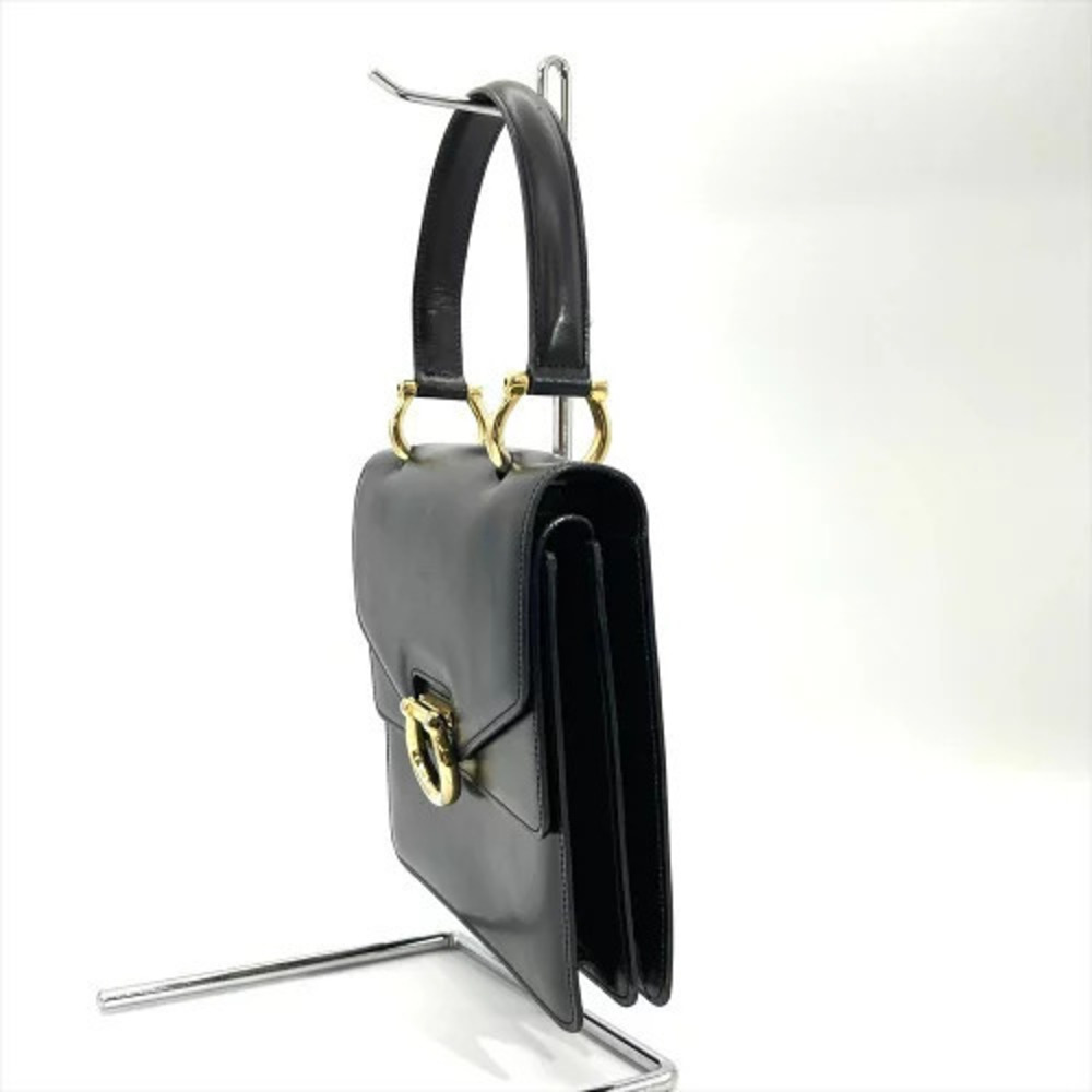 Celine leather black Handbag double flap Black